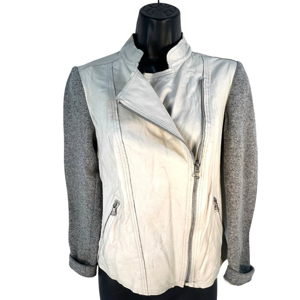 Rebecca Taylor lamb leather‎ & wool blend Moto style zip front jacket size 2 - Picture 7 of 10